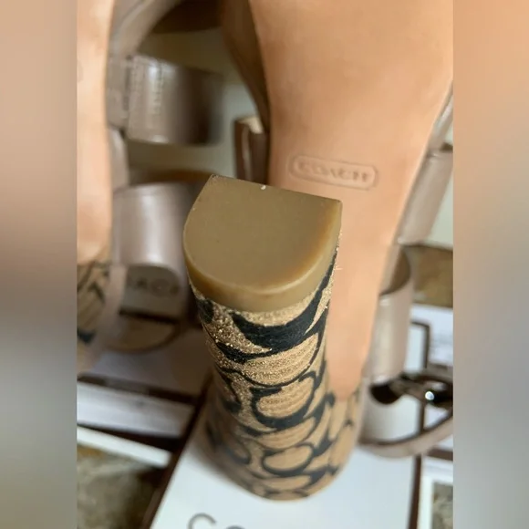 COACH Bertta Vachetta Strappy Platform High Heels - Picture 12 of 13